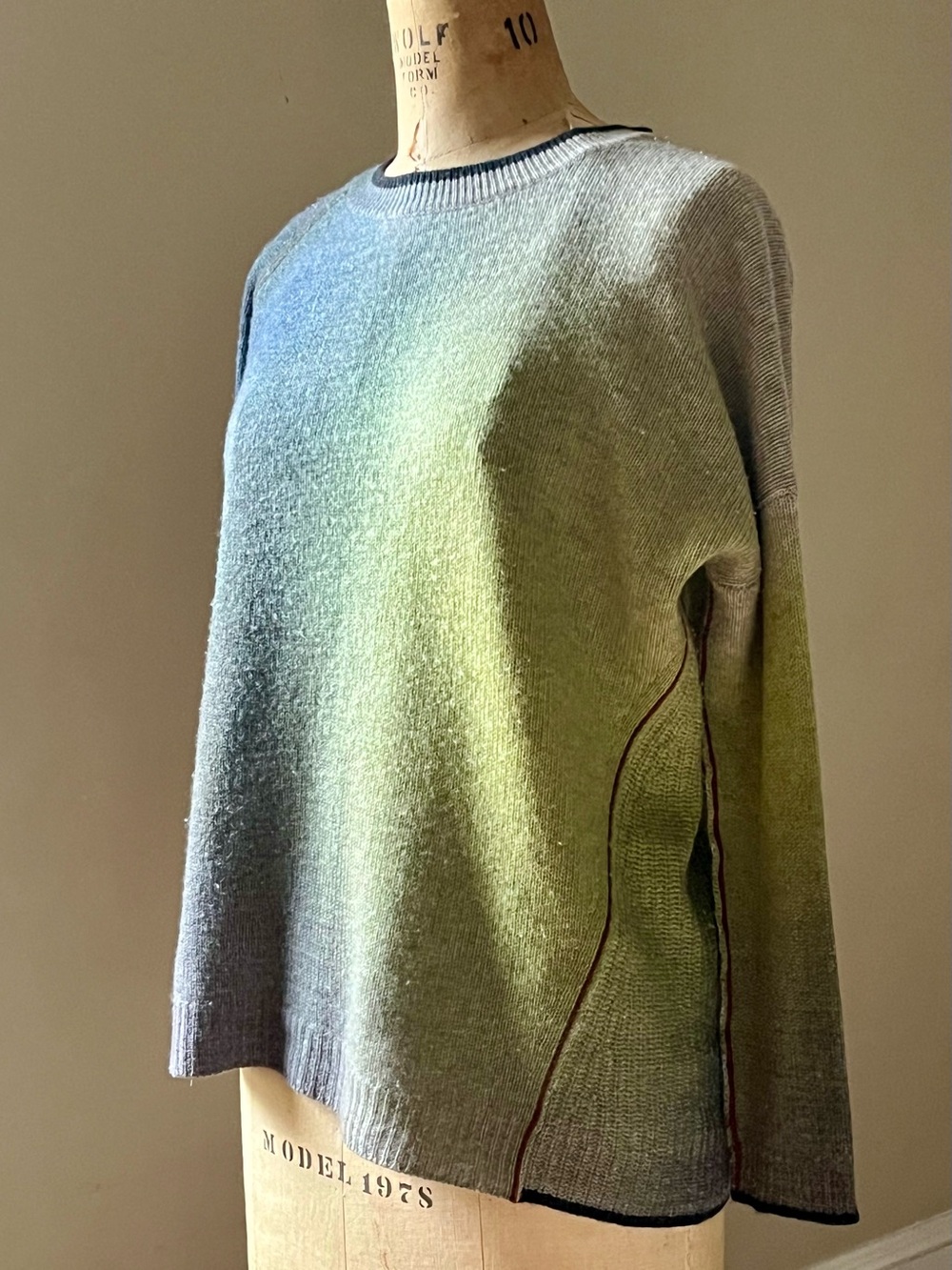 Paychi Guh Multi-Colored Panel Crew Cashmere Sweater